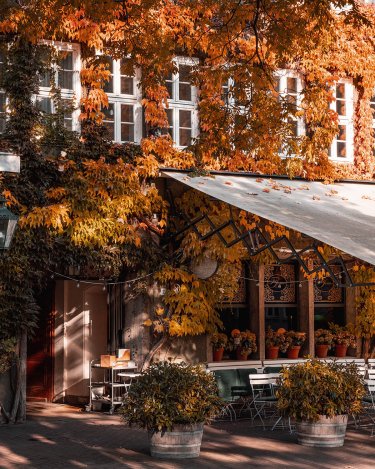 Ballhofplatz in der Altstadt von Hannover im Herbst